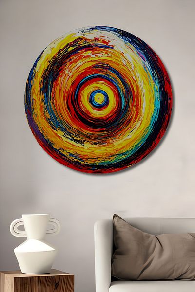 Teona Ahşap Energy Explosion Abstract Decorativ Lemn MDF Rotund Acasă, Locul de Muncă Pictură Perete