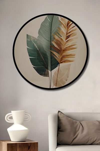 Teona Ahşap Frunze Tropicale Decorative Lemn MDF Rotund Casa, Locul de Muncă Pictură Perete