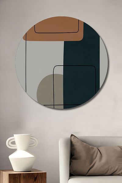 Teona Ahşap Design abstract geometric modern, decorativ din lemn MDF, pictură rotundă pentru casă, loc de muncă