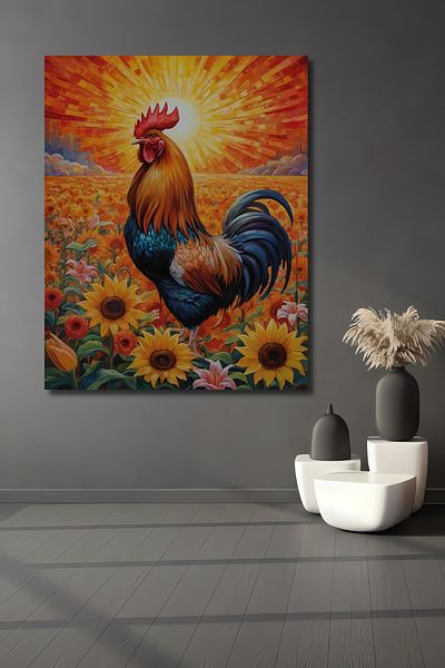 Teona Ahşap Roșu într-un câmp de flori însorit Decorativ din lemn MDF dreptunghiular pentru pictură pe perete acasă, la locul de muncă