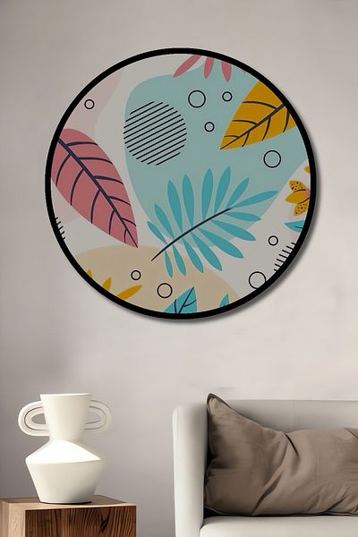 Teona Ahşap Frunze Tropicale Colorate Decorative Lemn MDF Rotund Casa, Locul de Muncă Pictură Perete