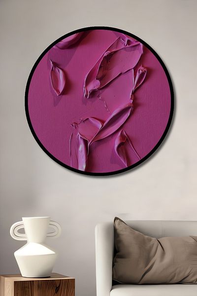 Teona Ahşap Pink Brush Beats Decorativ Lemn MDF Rotund Acasă, Locul de Muncă Pictură Perete