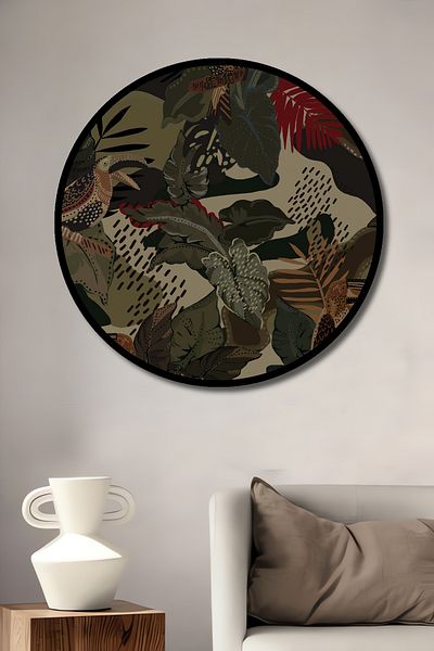Teona Ahşap Păsări exotice și frunze decorative din lemn MDF rotund pentru pictură de perete acasă, la locul de muncă