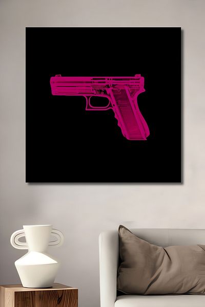 Teona Ahşap Pink Neon Pistol Decorativ Lemn MDF Dreptunghi Acasă, Locul de Muncă Pictură Perete