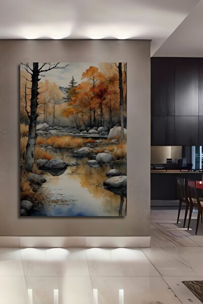 Teona Ahşap Sonbahar Manzaralı Ahşap MDF Dikdörtgen Dekoratif Ev,İş Yeri Duvar Tablo