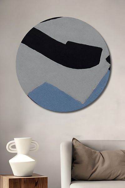 Teona Ahşap Acasă rotundă din lemn MDF decorativ geometric abstract, pictură murală la locul de muncă