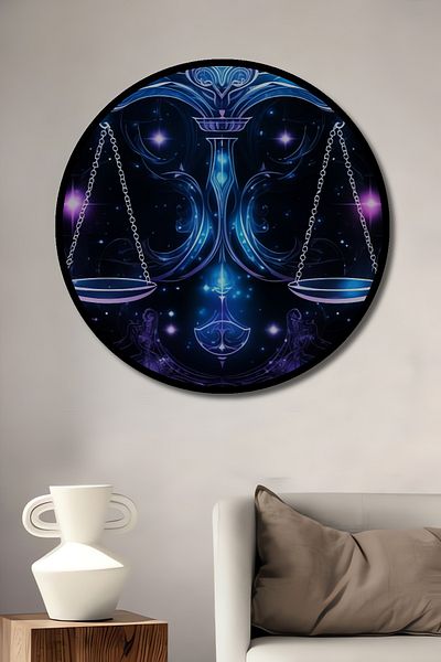 Teona Ahşap Zodiacul Balanței Decorativ Lemn MDF Rotund Acasă, Locul de Muncă Pictură Perete