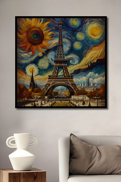 Teona Ahşap Noapte înstelată de vis Turnul Eiffel Decorativ din lemn MDF dreptunghiular Casa, locul de muncă Pictură murală