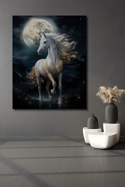 Teona Ahşap Unicorn în lumina magică Lemn MDF dreptunghiular decorativ pentru casă, pictură murală la locul de muncă