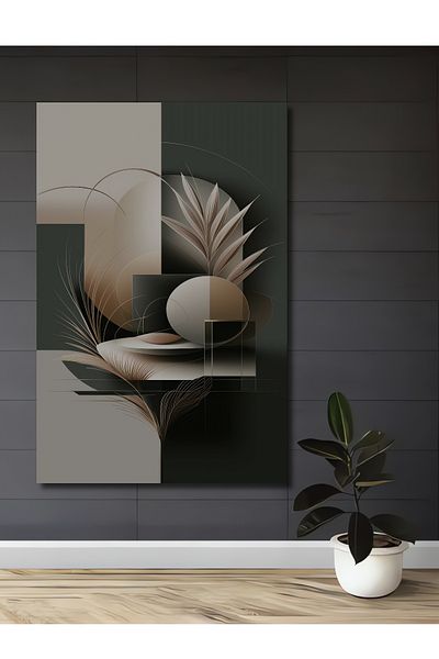 Teona Ahşap Plante geometrice abstracte decorative din lemn MDF dreptunghiular pentru pictura de perete acasa, loc de munca