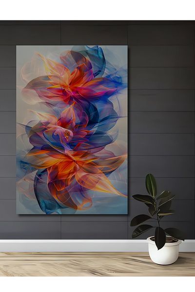 Teona Ahşap Flori abstracte în culori fermecătoare Decorativ din lemn MDF dreptunghiular pentru pictură murală acasă, la locul de muncă
