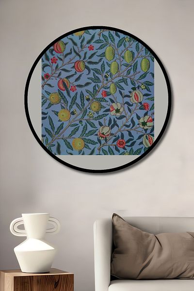 Teona Ahşap William Morris Model de fructe din lemn MDF rotund decorativ pentru casa, loc de munca pictura pe perete