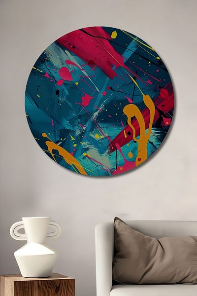 Teona Ahşap Culoare Cümbüşu Decorativ Lemn MDF Rotund Acasă, Loc de Afaceri Pictură Pe Perete