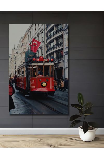 Teona Ahşap Strada Istiklal Tramvai Nostalgic Lemn MDF Dreptunghi Decorativ Acasa, Locul de Muncă Pictură Perete