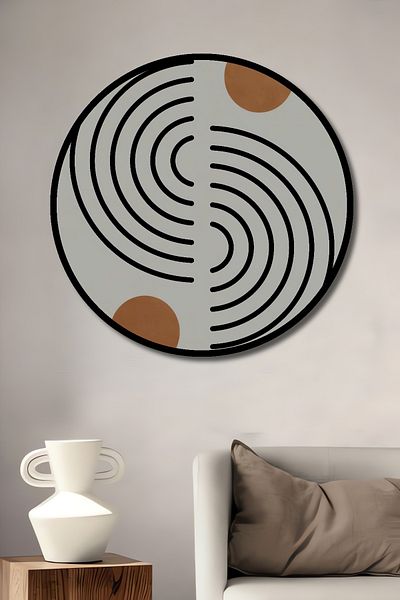 Teona Ahşap Modern Abstract Geometric Lemn MDF Rotund Decorativ Acasă, Locul de Muncă Pictură Murală