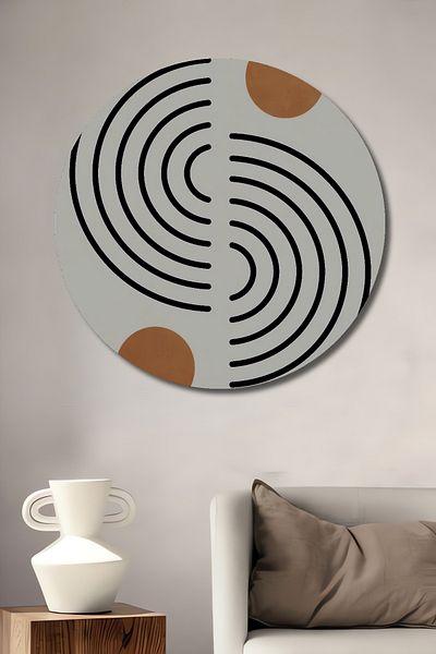 Teona Ahşap Modern Abstract Geometric Lemn MDF Rotund Decorativ Acasă, Locul de Muncă Pictură Murală