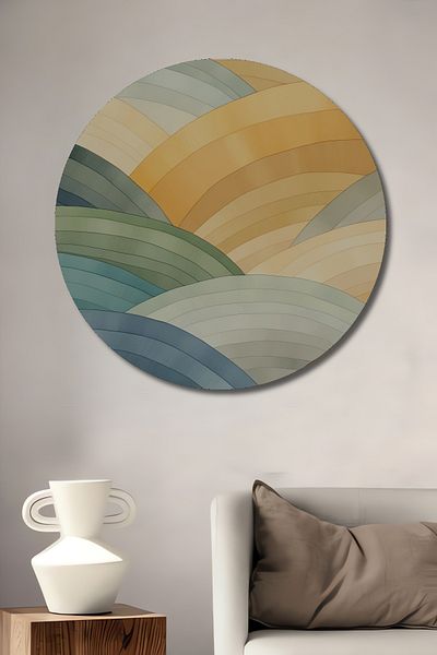 Teona Ahşap Model ondulat colorat, decorativ din lemn MDF, pictură rotundă pentru casă, loc de muncă
