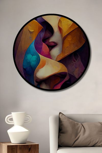 Teona Ahşap Fete colorate abstracte decorative din lemn MDF rotund pentru pictura de perete acasa, loc de munca