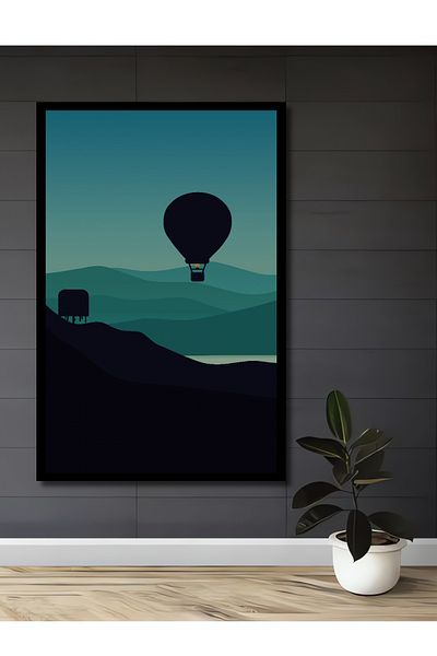 Teona Ahşap Peisaj de munte cu balon magic decorativ din lemn MDF dreptunghiular pentru pictura de perete pentru locul de muncă