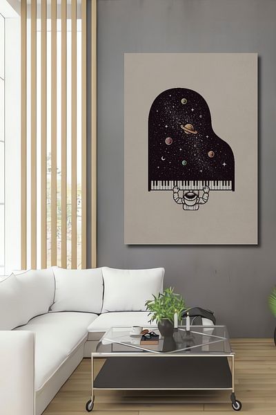 Teona Ahşap Astronaut și planete Pian Decorativ Lemn MDF Dreptunghi Acasă, Locul de Muncă Pictură Murală