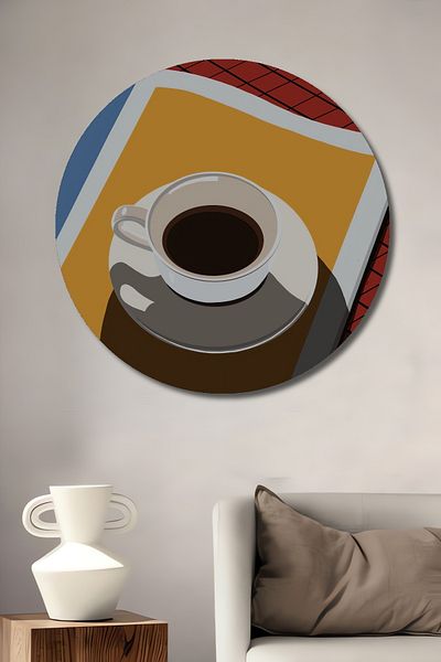 Teona Ahşap Coffee Time Decorativ Lemn MDF Rotund Acasă, Locul de Muncă Pictură Perete