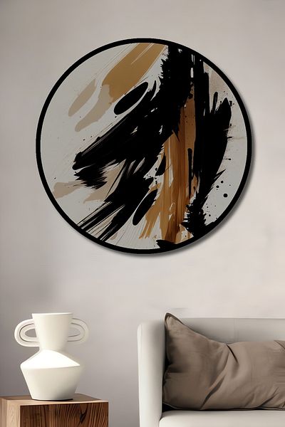 Teona Ahşap Abstract Brush Strokes Decorativ Lemn MDF Rotund Acasă, Locul de Muncă Pictură Perete