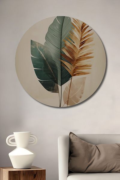 Teona Ahşap Frunze Tropicale Decorative Lemn MDF Rotund Casa, Locul de Muncă Pictură Perete
