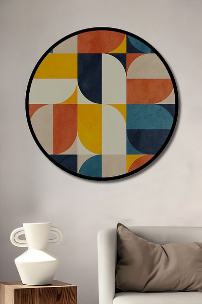 Teona Ahşap Forme geometrice colorate Decorative din lemn MDF rotund pentru casa, locul de munca pictura pe perete