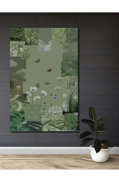 Teona Ahşap Green Nature Scenic Decorativ Lemn MDF Dreptunghi Acasă, Locul de Muncă Pictură Murală