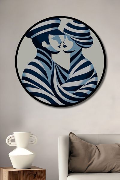 Teona Ahşap Casa rotundă din lemn MDF decorativă pentru cuplu romantic marinar, pictură murală la locul de muncă