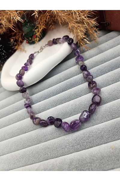 AURA Amethyst Natural Stone Necklace - Slouchy Cut