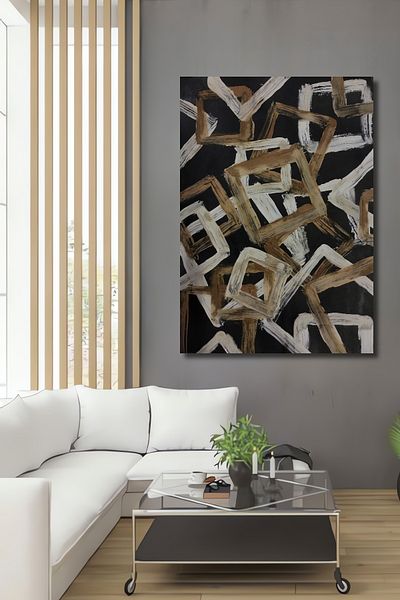 Teona Ahşap Modele geometrice abstracte Decorative din lemn MDF dreptunghiular pentru pictura de perete acasa, loc de munca