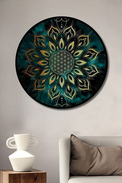 Teona Ahşap Mandala Lemn MDF Rotund Decorativ Acasa, Locul de Muncă Pictură Perete