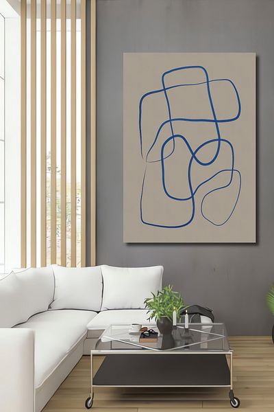 Teona Ahşap Modern Minimalist Blue Lines Decorativ Lemn MDF Dreptunghi Acasă, Locul de Muncă Pictură Perete