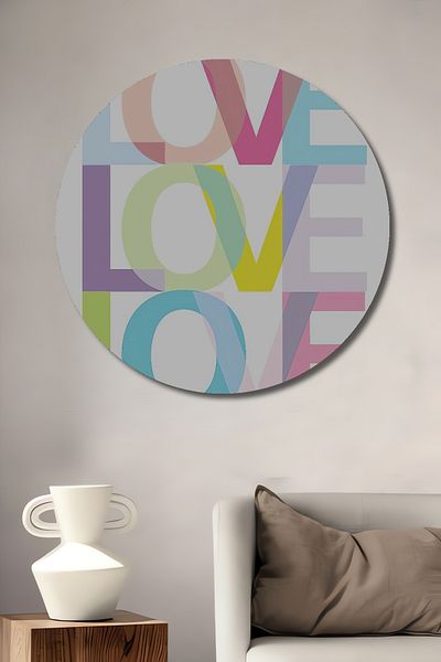 Teona Ahşap Colorat Love Wood MDF Rotund Decorativ Acasă, Locul de Muncă Pictură Perete