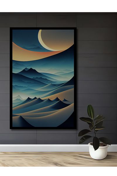 Teona Ahşap Peisaj de munte la lumina lunii Casa dreptunghiulara din lemn decorativ MDF, pictura pe perete la locul de munca