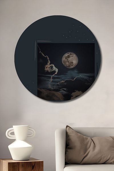 Teona Ahşap Norii la lumina lunii din lemn MDF rotund decorativ pentru casa, locul de munca pictura pe perete