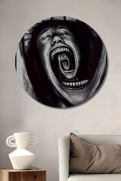 Teona Ahşap Scream Artă Abstractă Lemn MDF Casă rotundă, Pictură pe perete la locul de muncă