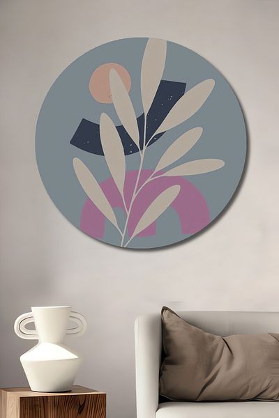 Teona Ahşap Model de plante minimaliste din lemn decorativ MDF rotund pentru pictura de perete acasa, loc de munca