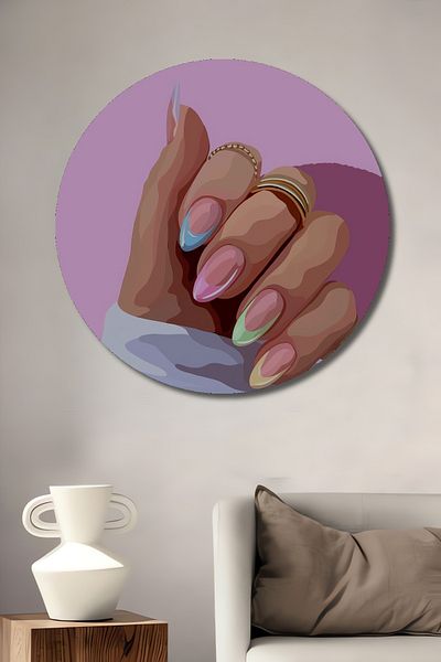 Teona Ahşap Unghii de culoare pastel Decorativ Lemn MDF Rotund Acasă, Locul de muncă Pictură murală