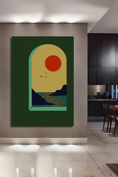 Teona Ahşap Retro Sun View Decorativ Lemn MDF Dreptunghi Acasă, Locul de Muncă Pictură Perete