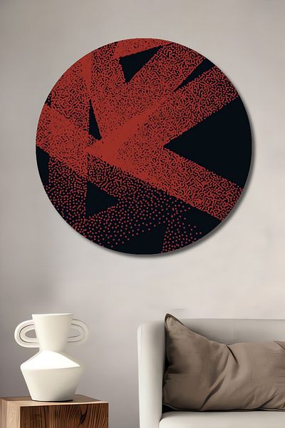 Teona Ahşap Model Geometric Roșu Lemn MDF Rotund Decorativ Acasă, Locul de Muncă Pictură Perete