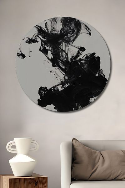 Teona Ahşap Abstracție Cerneală Valuri Decorative Lemn MDF Rotund Acasă, Locul de Muncă Pictură Perete