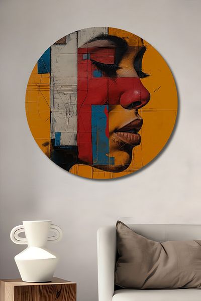 Teona Ahşap Artă abstractă Portret de față Decorativ Lemn MDF Rotund Acasă, Locul de muncă Pictură murală