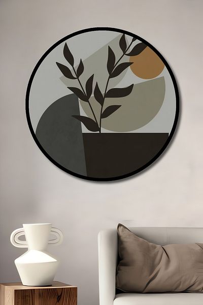 Teona Ahşap Natura Minimalistă Geometrică Lemn MDF Rotund Decorativ Acasă, Locul de Muncă Pictură Perete