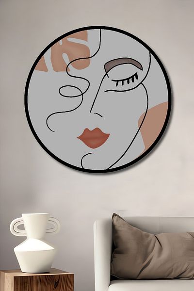 Teona Ahşap Linii faciale elegante, lemn decorativ MDF, rotund, pictură murală pentru locuință, loc de muncă