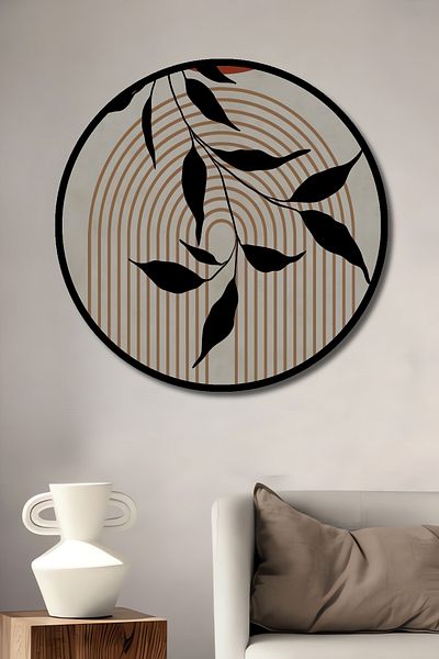 Teona Ahşap Model de frunze abstracte din lemn decorativ MDF rotund pentru pictură de perete acasă, la locul de muncă