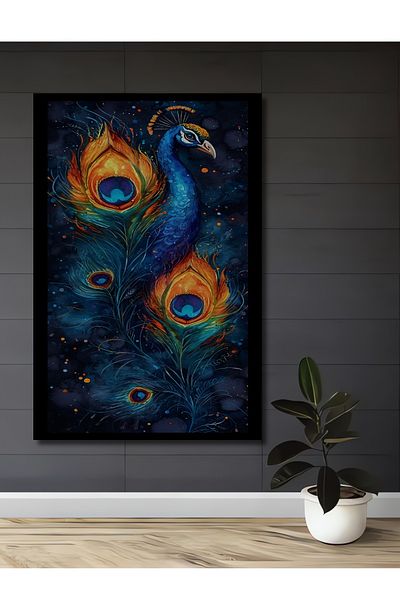 Teona Ahşap Decorativ din lemn MDF dreptunghiular cu păun legendar, pictură murală pentru loc de muncă