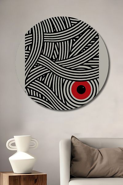 Teona Ahşap Textura abstractă Ochi roșu Decorativ Lemn MDF Rotund Acasă, Loc de muncă Pictură murală