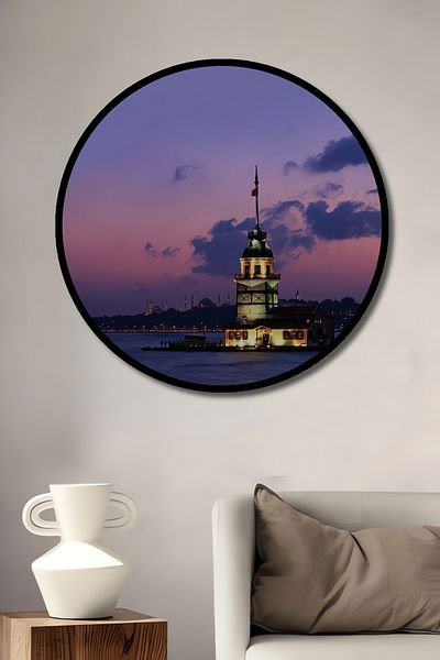 Teona Ahşap Casa rotunda din lemn MDF decorativ cu vedere la Turnul Femeii, pictura pe perete la locul de munca